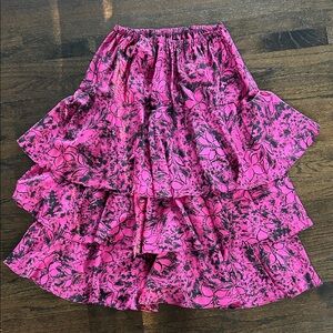 Ricky Smithline Women’s Pink and Black Floral Tiered Skirt Size 16W